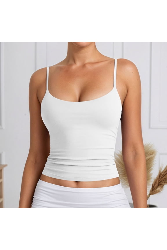 Women's Basic Double Lined Neck Tank Tops, Adjustable Sleeveless Tops for Summer Comfort and Casual Layering