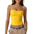 thumbnail image 1 of Women's Basic Double Lined Square Neck Tank Tops Adjustable Cami Tank Summer Sleeveless Spaghetti Strap Camisole Tops, 1 of 6