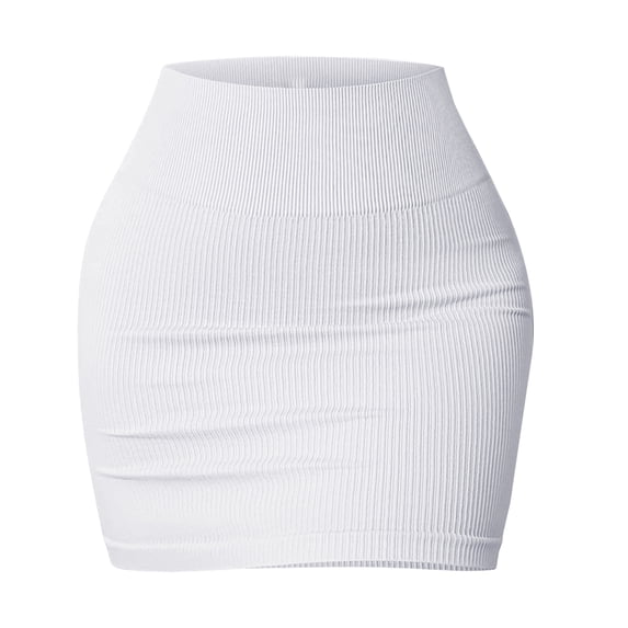 Women's Basic Elastic High Waist Bodycon Pencil Skirt Casual Ribbed Knit Short Skirt Fashion Streetwear