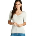 thumbnail image 1 of Women's Basic Elbow Sleeve V-Neck Cotton T-Shirt Plain Top-Plus Size Available, 1 of 2