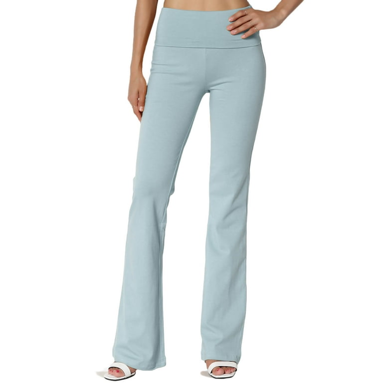 Women's Basic Foldover Waistband Comfy Stretch Cotton Boot Cut Lounge Yoga  Pants 