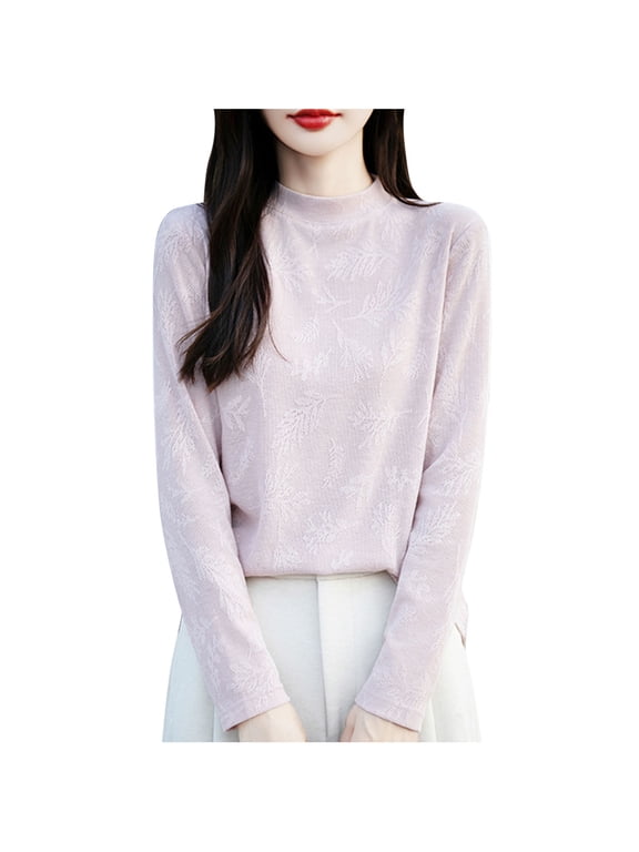 Women's Basic Half Turtleneck Sweater - Lightweight Stretch Slim Fit Long Sleeve Top, Solid Color Wool-Blend Pullover for Layering