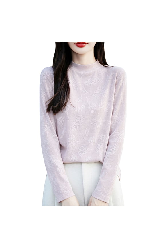 Women's Basic Half Turtleneck Sweater - Lightweight Stretch Slim Fit Long Sleeve Top, Solid Color Wool-Blend Pullover for Layering