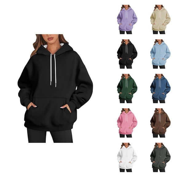 Women's Basic Hoodie Fall Winter Trendy Hooded Sweatshirt with Pockets Pullover Top