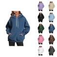 thumbnail image 1 of Women's Basic Hoodie Fall Winter Trendy Hooded Sweatshirt with Pockets Pullover Top, 1 of 4