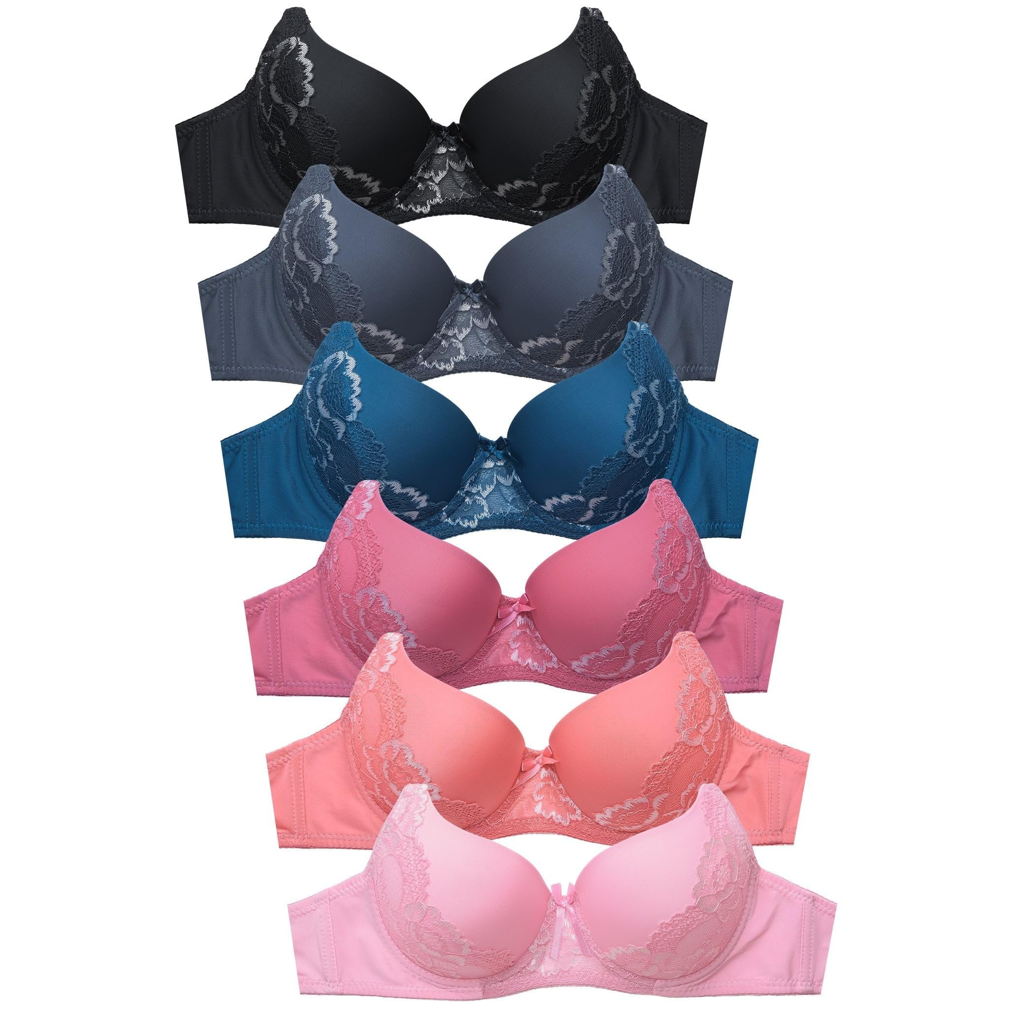 Women's Basic Lace Bras Petite to Plus Size, Pack of 6 - 4433PL3D ...