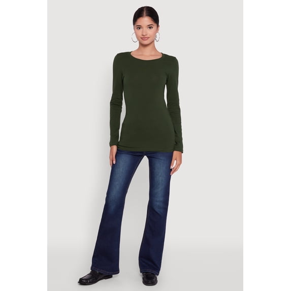 Women's Basic Long Sleeve Crew Neck T Shirt