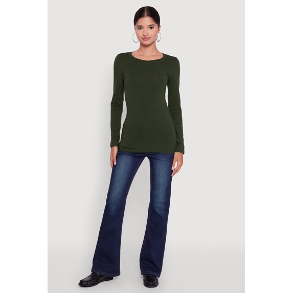 Women's Basic Long Sleeve Crew Neck T Shirt