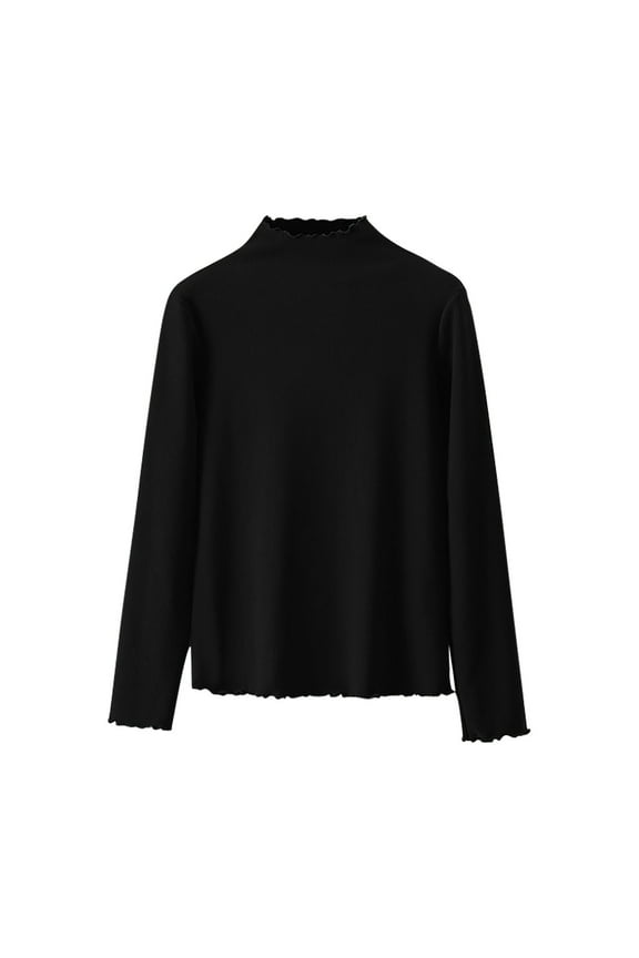 Women's Basic Long Sleeve Mock Neck T-Shirt Solid Color Casual Plus Size Shirts Slim Fit Half Turtleneck Blouse Top