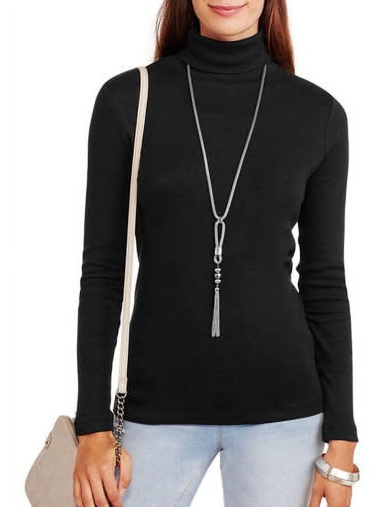 Women's Basic Long Sleeve Turtleneck T-Shirt - Walmart.com