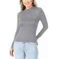 thumbnail image 1 of Women's Basic Mock Neck Slim Fitted Long Sleeve Pullovers Tee Tops, 1 of 5