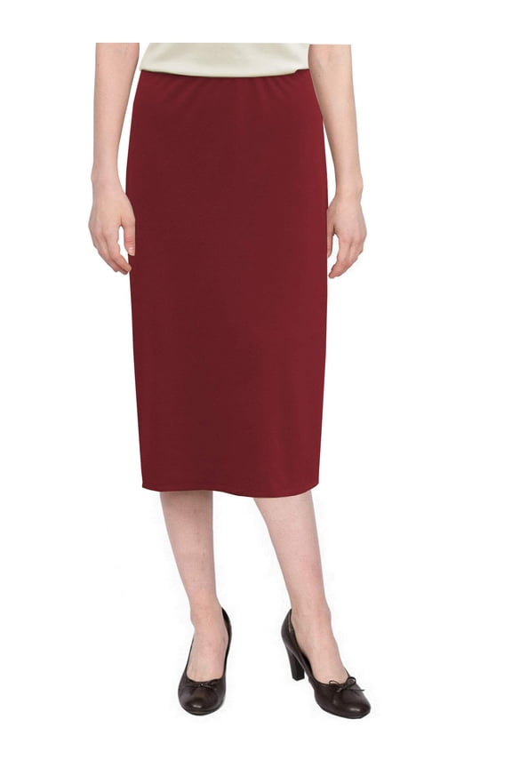 Women's Basic Modest 26" Below the Knee Length Midi Stretch Knit Straight Skirt