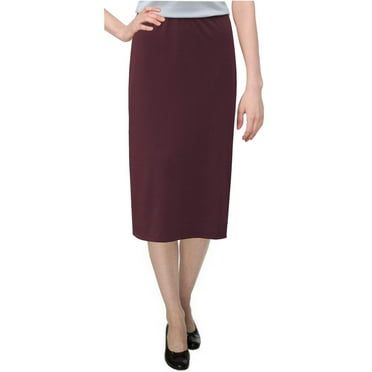 Women's Basic Modest 26" Below the Knee Length Stretch Knit Straight Skirt
