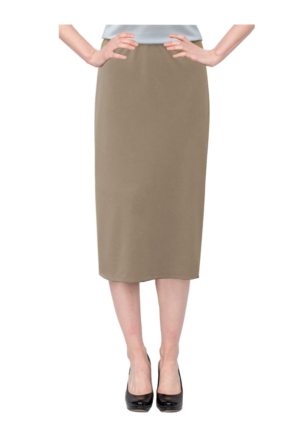 Women's Basic Modest 26" Below the Knee Length Stretch Knit Straight Skirt