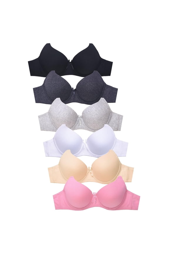 Women's Basic Plain Bras, Pack of 6 - 4450P, 32A