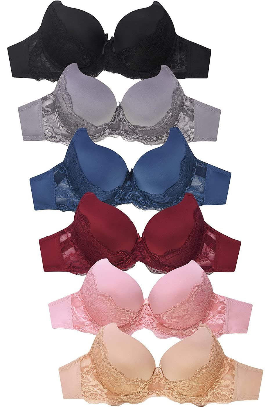 Women's Basic Plain Bras Packs of 6 - Various Styles 42DD, 1643 Hooks ...