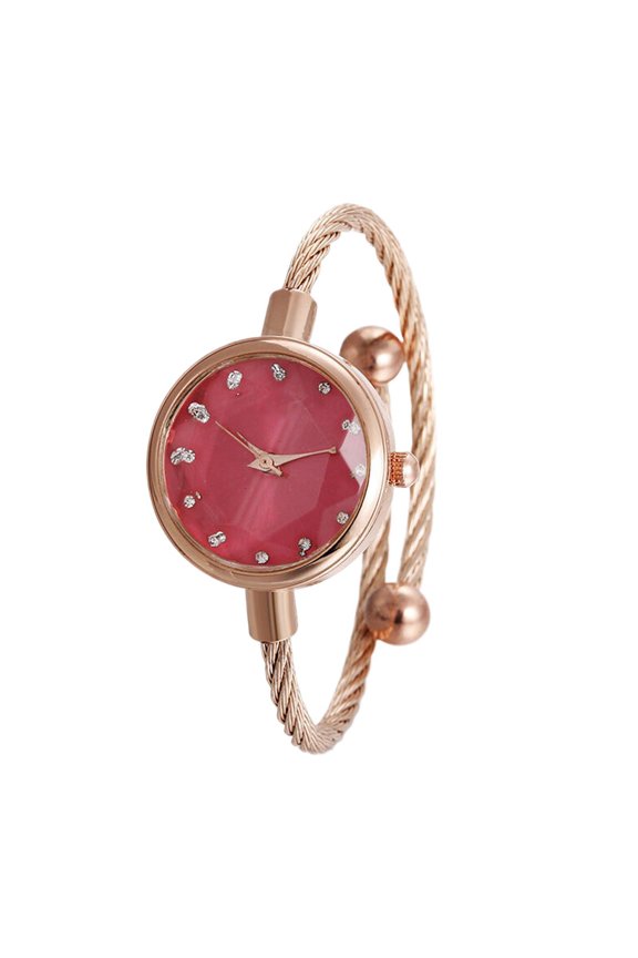 Women's Basic Rose Gold Watch With Glitter Strap, Analog Quartz Wristwatch For Female, Cute Elegant Student School Gift (B)