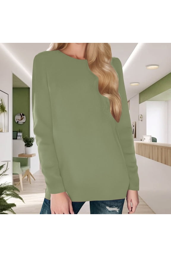 Women's Basic Round Neck Fashion T Shirt Long Sleeve Shirt Loose Autumn Top Long T Shirts for Leggings for Women Womens Tees Short Sleeve Short Sleeve Sports Shirts Log Sleeve T Shirts for Women Women