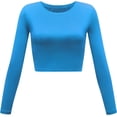 thumbnail image 1 of Women's Basic Round Neck Long Sleeve Crop Top, 1 of 2