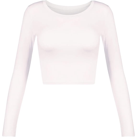 Women's Basic Round Neck Long Sleeve Crop Top