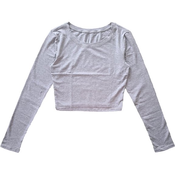 Women's Basic Round Neck Long Sleeve Crop Top