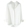 thumbnail image 1 of Women's Basic Satin Blouse Long Sleeve Lapel Button Down Shirts Solid Color Simple Blouse Tops, 1 of 4