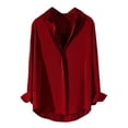 thumbnail image 1 of Women's Basic Satin Blouse Long Sleeve Lapel Button Down Shirts Solid Color Simple Blouse Tops, 1 of 3
