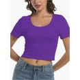 thumbnail image 1 of Women's Basic Scoop Neck Crop Tops Short Sleeve Tops, 1 of 4
