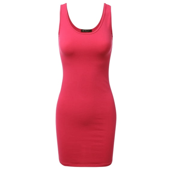 Women's Basic Scoop Neck Sleeveless Bodycon Mini Tank Dress