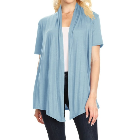 Women's Basic Short Sleeve Open Front Casual Comfy Office Work Wear Solid Cardigan