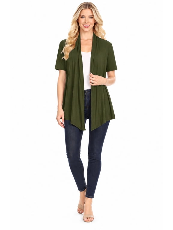 Women's Short Sleeve Open Front Casual Comfy Office Work Cardigan