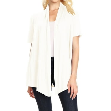 Women's Basic Short Sleeve Open Front Casual Comfy Office Work Wear Solid Cardigan