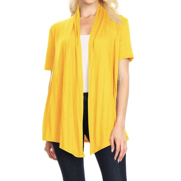 Women's Basic Short Sleeve Open Front Casual Comfy Office Work Wear Solid Cardigan
