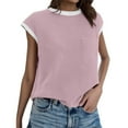 thumbnail image 1 of Women's Basic Short Sleeve Rib Knit T Shirt for Spring/Summer, Casual Style, Versatile Pairing, 1 of 4
