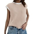 thumbnail image 1 of Women's Basic Short Sleeve Rib Knit T Shirt for Spring/Summer, Casual Style, Versatile Pairing, 1 of 4