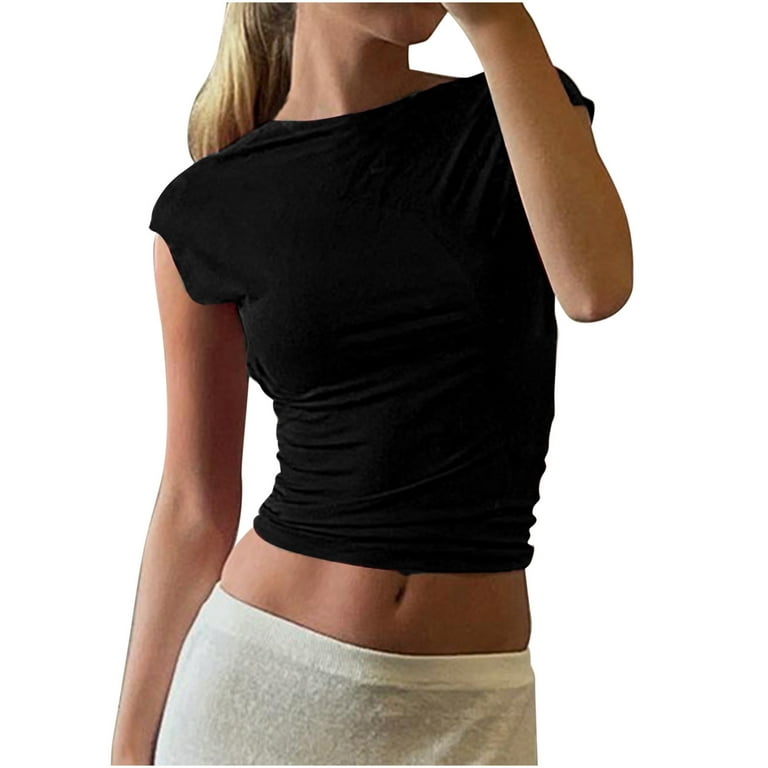 Basic Backless T-Shirt Top  Backless top, Tops, Backless crop top