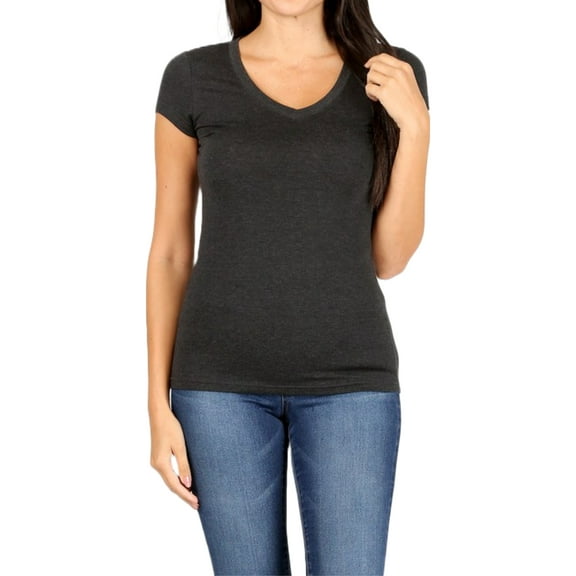 Women's Basic Short Sleeve V Neck T-Shirt Top