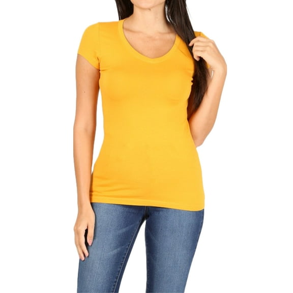 Women's Basic Short Sleeve V Neck T-Shirt Top