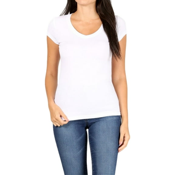 Women's Basic Short Sleeve V Neck T-Shirt Top