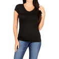 thumbnail image 1 of Women's Basic Short Sleeve V Neck T-Shirt Top, 1 of 1