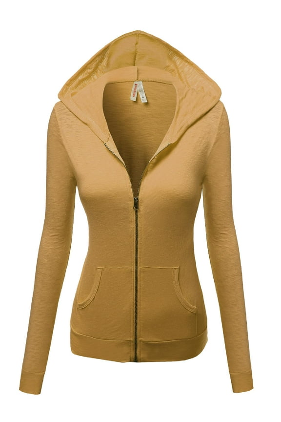 Women's Basic Slim Fit Cotton Lightweight Zipper Hooded Jackets