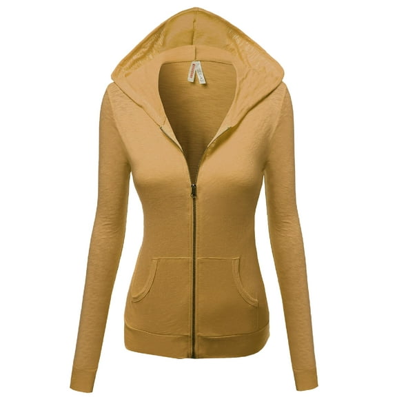 Women's Basic Slim Fit Cotton Lightweight Zipper Hooded Jackets