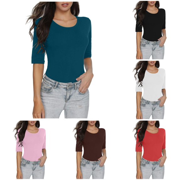 Women's Basic Slim Fit Top Solid Color Short Sleeve T Shirt