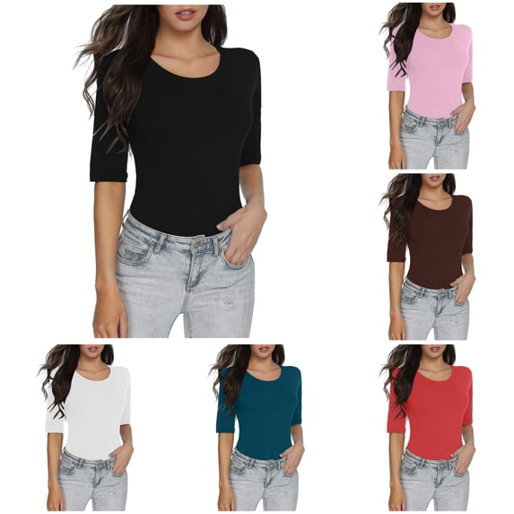 Women's Basic Slim Fit Top Solid Color Short Sleeve T Shirt