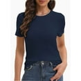 thumbnail image 1 of Women's Basic Solid Active Soft Short Sleeve Crew Neck Top T-Shirts, 1 of 6