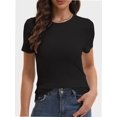 thumbnail image 1 of Women's Basic Solid Active Soft Short Sleeve Crew Neck Top T-Shirts, 1 of 6
