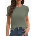thumbnail image 1 of Women's Basic Solid Active Soft Short Sleeve Crew Neck Top T-Shirts, 1 of 6