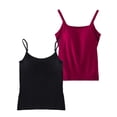 thumbnail image 1 of Women's Basic Solid Camisole Adjustable Spaghetti Strap Tank Top, 2 Pack, 1 of 7