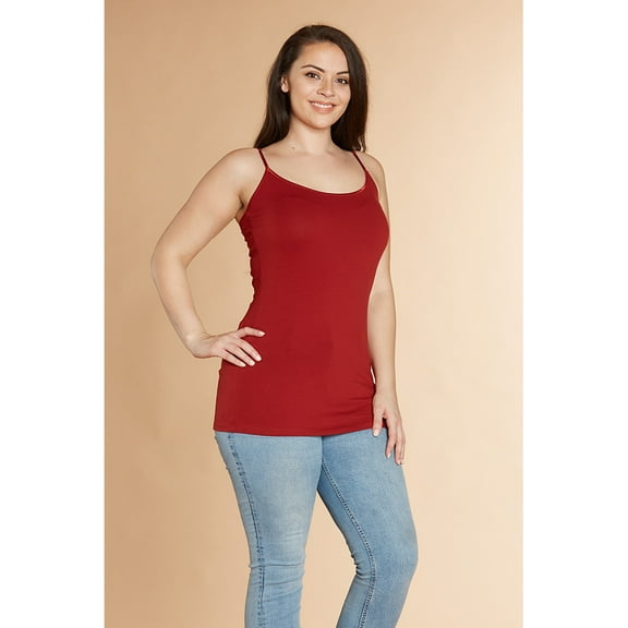 Women's Basic Solid Camisole Adjustable Strap Long Layering Tank Top Plus XL/2XL/3XL