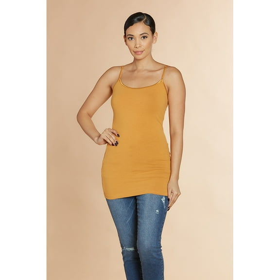Women's Basic Solid Camisole Adjustable Strap Long Layering Tank Top Plus XL/2XL/3XL